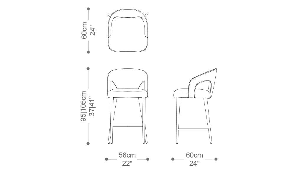Image of the main dimensions of the product